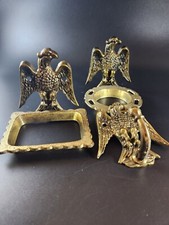 Vintage MCM Cast Iron American Eagle Toothbrush/Cup Holder, Soap Dish hook