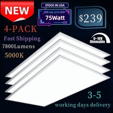 2x4Ft 75w LED Panel Light Drop Ceiling Dimmable 0-10v Recessed Troffer Light 4PC