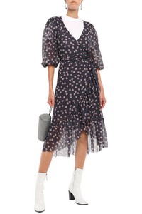 ganni pink wrap dress