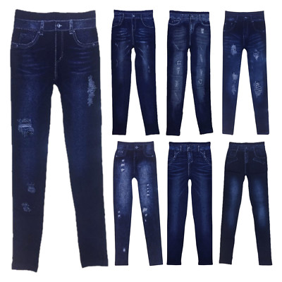 women's denim jeggings with elastic waist