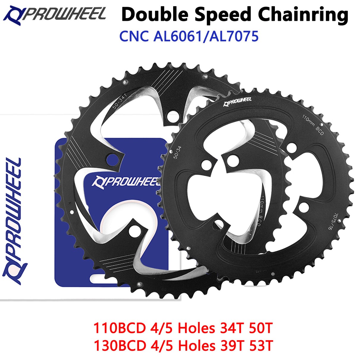 Prowheel Road Bike Chainring 110BCD 34T/50T 130BCD 39T/53T Chain