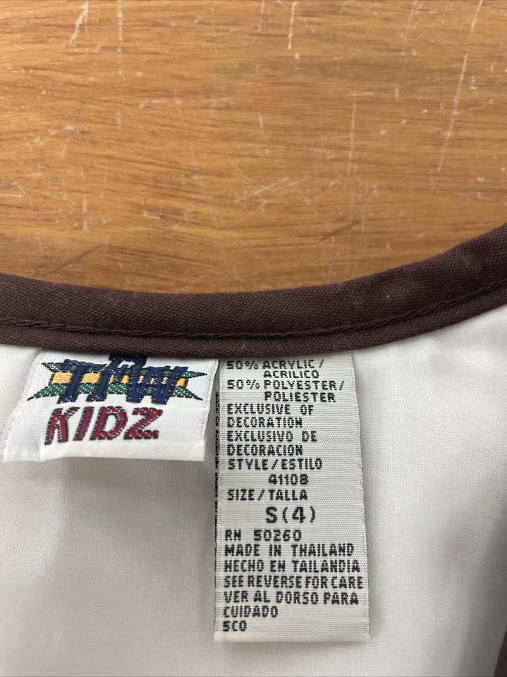 Colete Vintage TFW Kidz Sherpa Lã Falsa Botão Branco com Borda Marrom Meninos 4 - Imagem 3 de 4