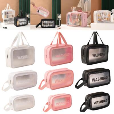Bathroom Organizer Clear Bag Waterproof Travel Make Storage Cosmetic Bags D M7F4