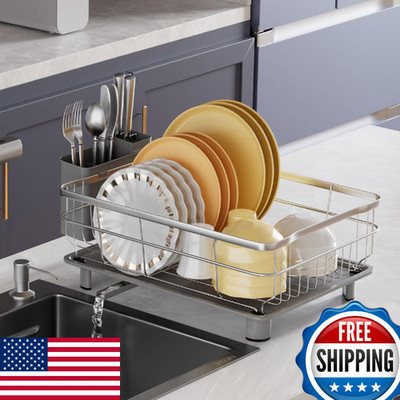 AIDERLY Stainless Steel Dish Drying Rack with Drainboard Dish Drainers for Kitch
