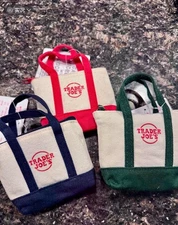 【Set of 3】Trader Joe's Canvas Micro Tote with Grocery Bag 2025 CHRISTMAS LIMITED