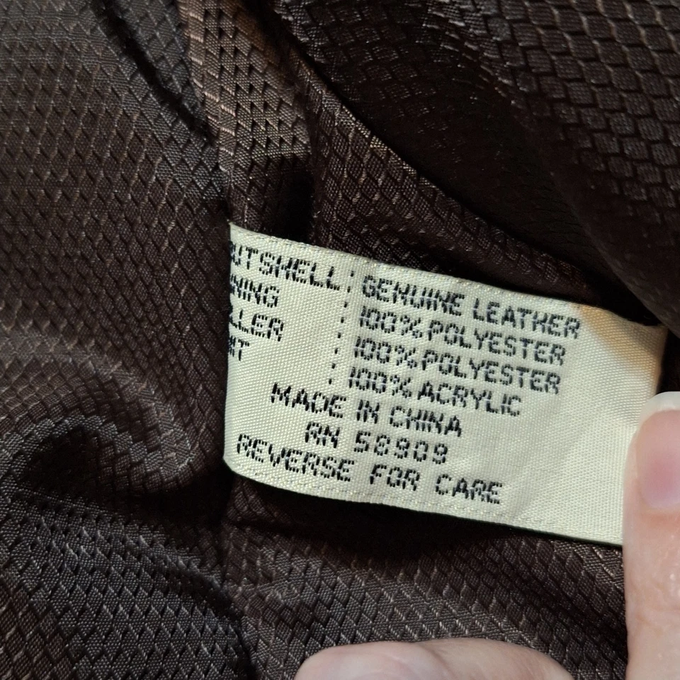 Chaqueta de Vuelo Roundtree Yorke Hombres XL Cuero Marrón Bombardero De Colección Clásica Años 90 Grunge Foto 3 de 4