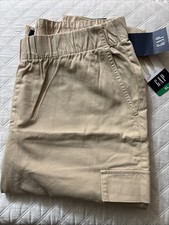 GAP Twill Cargo Pants Women  s XL Tan Soft Pockets Elastic Pull On High Rise NWT