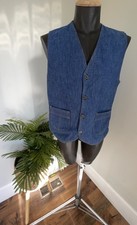 True Vintage Panatela Levis Vest Sz Sm/Med Lined Dark Blue Denim Western 70s