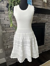 Pretty Willow & Wind Sz M White Knit Lace Sleeveless Fit and Flare Mini Dress