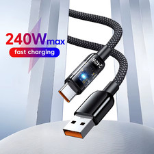 240W QC3.0 USB-A to USB-C Fast Charge LED Cable for Samsung Xiaomi
