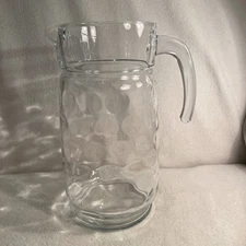 Circleware Carafe Pitcher Clear Glass W/ Circle Pattern 64 Oz