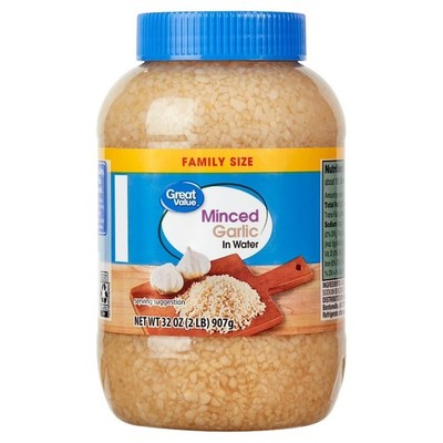 Minced Garlic in Water 32 oz Jar Fresh Garlic Convenient Cooking Ingredient