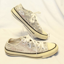 Converse Chuck Taylor All Star W 6 / M4 Silver Glitter Low Top Sneakers 135851C