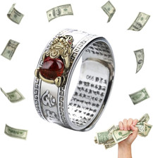 Feng Shui Pixiu Mantra Amulet Lucky Adjustable Ring Buddhist Good Luck Mantra Do