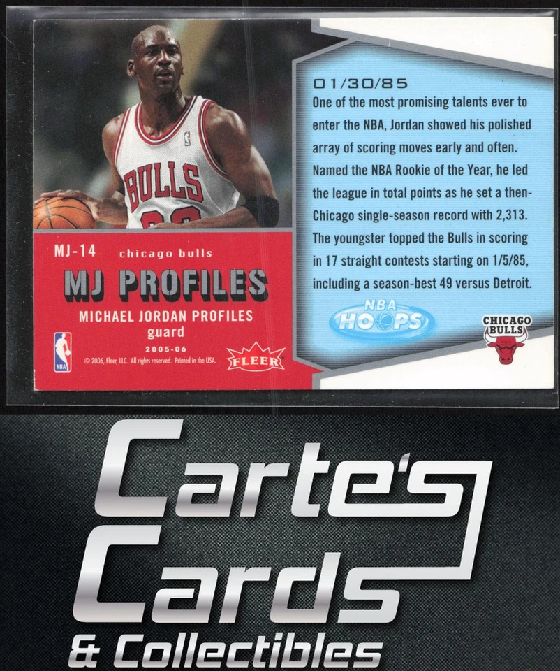 Michael Jordan 2005-06 Fleer NBA Hoops #MJ-14 MJ Profiles Chicago Bulls - Image 2 of 2