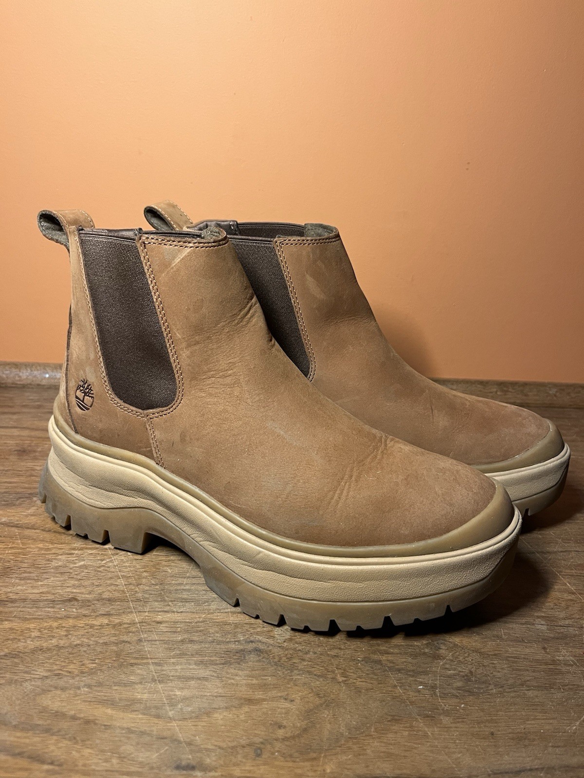 SAOLA Stivaletti Timberland donna 9 Chelsea pelle suola grossa marrone suola a strappo autunno