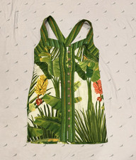 Farm Rio Tropical Floral Sleeveless Button Sundress Green Multicolor Size L