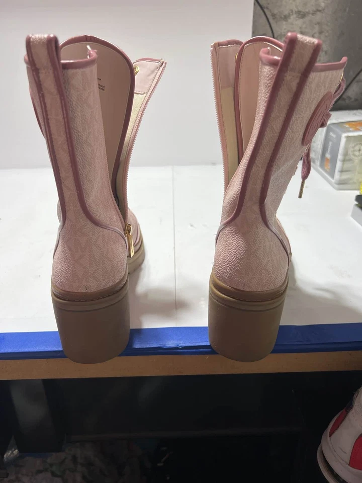 Michael Kors Pink Logo Combat Boots Women's - Image 3 of 4