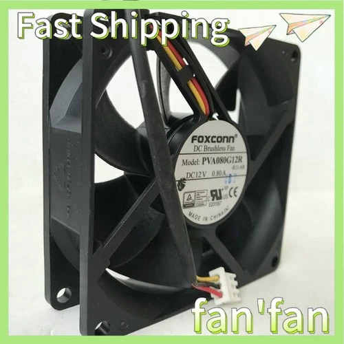 1PCS FOXCONN PVA080G12R -R11-AB 12V 0.80A 8025 80mm large air volume fan 3pin#