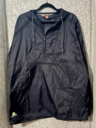 Harriton Hooded Rain Jacket - Water Resitstant Half Zip Navy - product listing photo