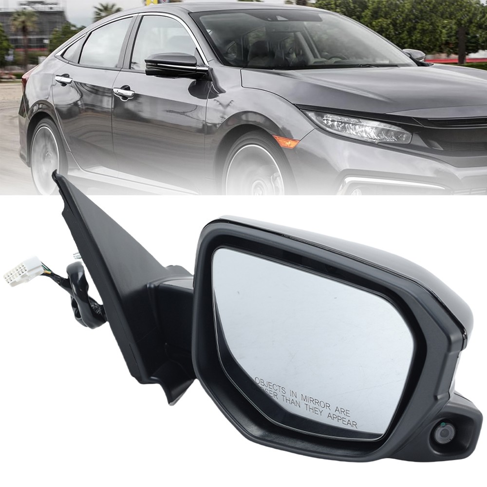 Passenger Side Mirror Power Heated View Camera Black For Honda Civic 2016-2021
