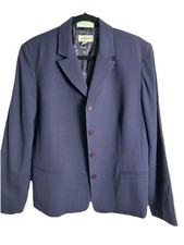 Talbots 100 Wool Blazer Navy Blue 3 Button Closure Suit Jacket Sz 16 Classic