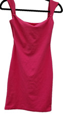 PRETTYLITTLETHING UK 8 Hot Pink Bodycon Dress Square Neck Sleeveless PLT 💖