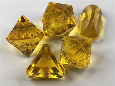 Gamescience Dice yellow gem- 5 rare dice - d24 - d16 - rpg ad&d