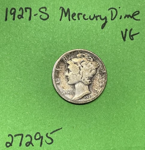 1927-S Mercury Dime 10c VG Very Good 90% Silver
