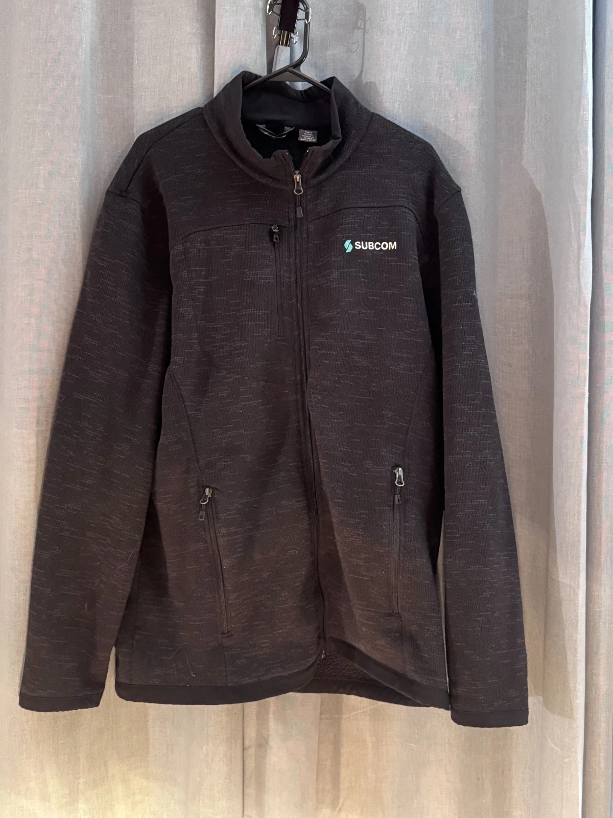 Eddie Bauer Full Zip Fleece Jacket 2XL Unisex Gray Subcom Logo Warm Soft Shell