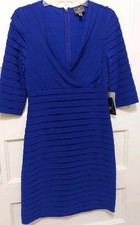 Nwts 158 Adrianna Papell Ladies Size 8 Blue Saphire Jersey Shutter Dress
