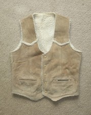 1970's Vintage Western Wear Leather Vest Sears Cowboy Rodeo Farm Ranch -NICE 