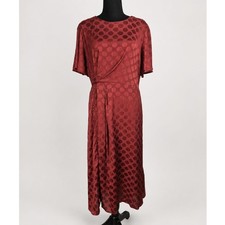 ASTR The Label Ebony Rust Red Polka Dot Midi Dress Church Teacher Fall Party