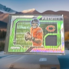 2021 Panini Prizm - Premier Jerseys Justin Fields #PJ-4 Neon Green Pulsar Prizm