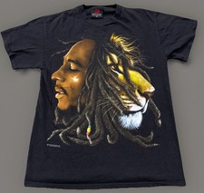 Vintage 90s Bob Marley Lion Rastafari Jamaican Reggae Zion Rootswear T-Shirt Med