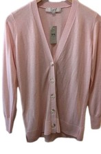 NWT LOFT Size S Petite Pink Lightweight Cardigan Button Up Sweater Wool Blend