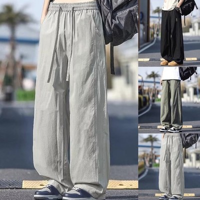 Herren Jogginghose mit weitem Bein schnelltrocknend Eis Seide Stoff elastischer