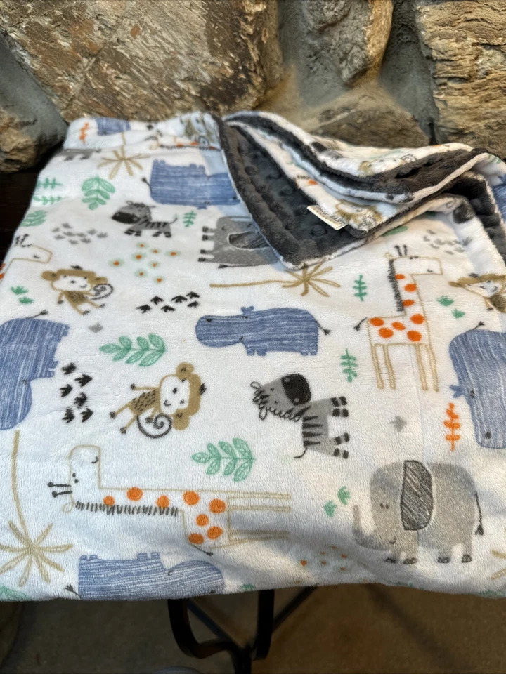 Manta de bebé Safari punto texturizado reversible Minky felpa 30x34 Baby Want Designs Foto 3 de 4