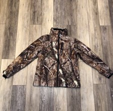 Realtree Womens Fleece Jacket Brown Pink Cam Zip Up Collared Coat Medium 38-40