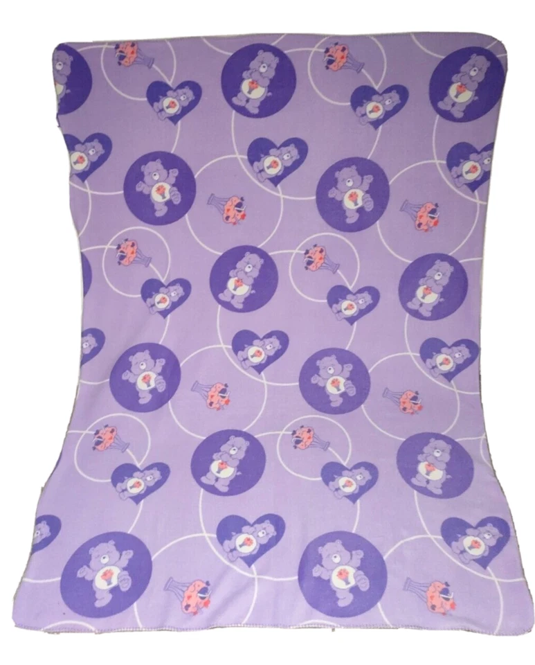 Cobertor fino vintage Care Bears roxo compartilhamento sorvete sundae lã lance 46x64 - Imagem 2 de 4