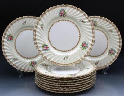 Minton Kilworth Pattern Set of 11 Dinner Plates 10.75'' Floral Rim Laurel Border