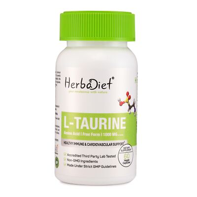 L-Taurine 1000mg Capsules Amino Acid Pre Workout Muscle Pump Energy Heart Health