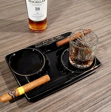 Stunning Black 2 Cigars Ashtray