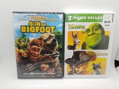 3 Cartoon DVDs Son of Bigfoot | SHREK |  Puss In Boots SEALED NEW