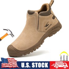 Work Boots for Men Composite Toe Shoes Slip on Welding Boots Indestructible