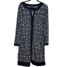 INC International Concepts Dress Women Plus Size 1X Blue Geometric Knee Length