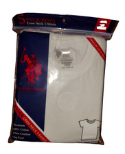 5 EE. UU. Polo Assn Jóvenes Niños Blanco Cuello Redondo Camiseta Algodón Sin Etiquetas S M L XL (E3)