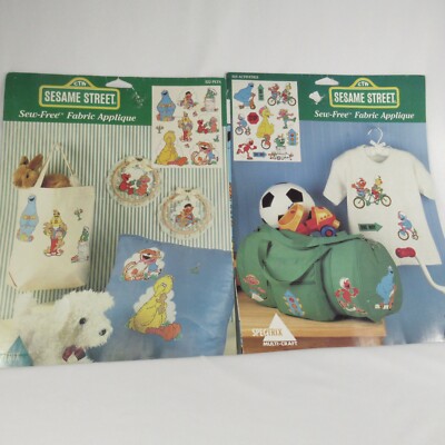Sesame Street Fabric Applique Spectrix Lot of 2 Pkgs 522 Pets 525 Activities  
