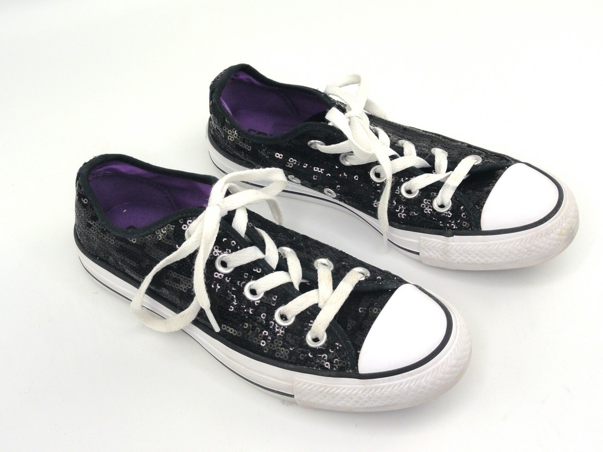 Converse All Star Chuck Taylor Low-Top Canvas Shoes Black Sparkle