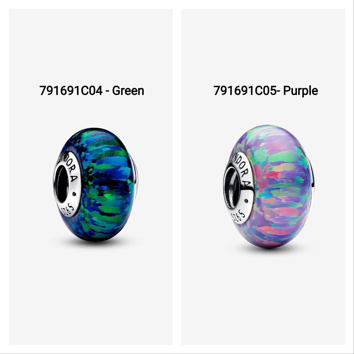 New* Pandora Green/Purple Opalescent Charm-791691C04 | eBay